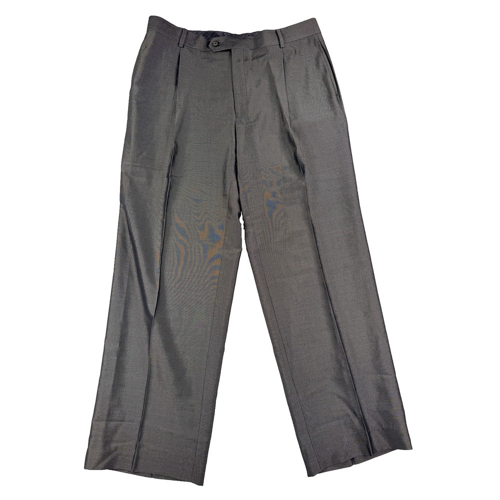 Mens Sean John Fine Tailoring 36x30 Gray Brown Pleated Pants Cuffed Baggy